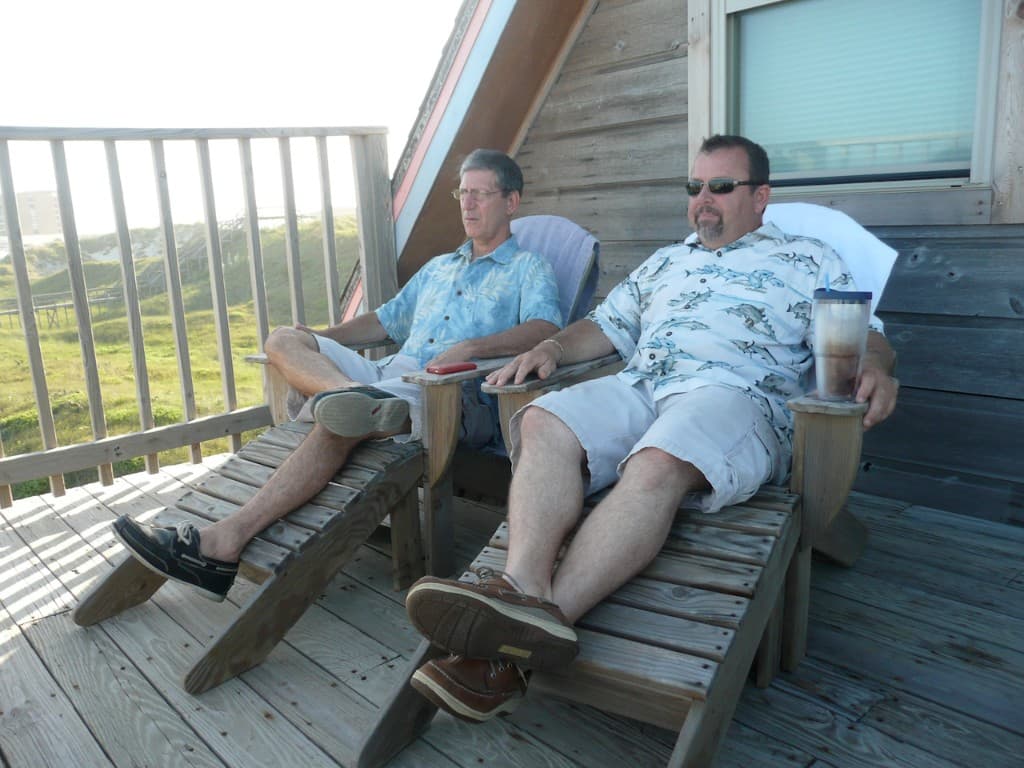 Joe and Steve, founders of SecondLook, on the deck at their Texas Hill Country home base